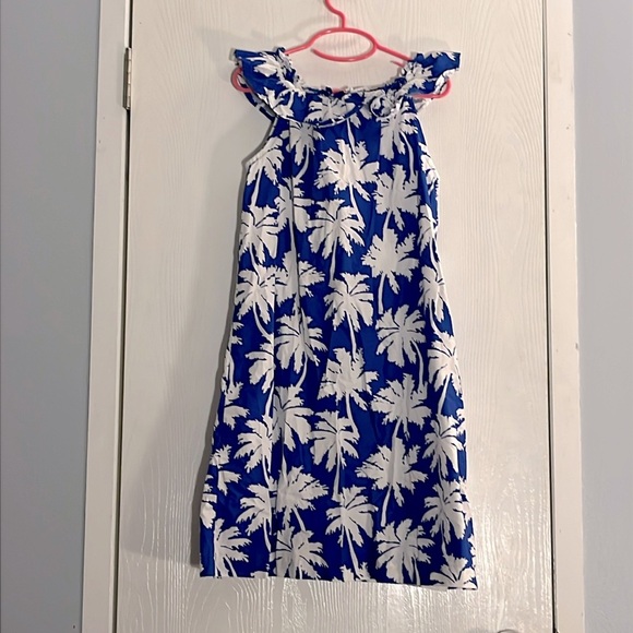Kelly’s Kids - Girl’s Blue and White Palm Tree Dress (Size 10/12) - Picture 4 of 4